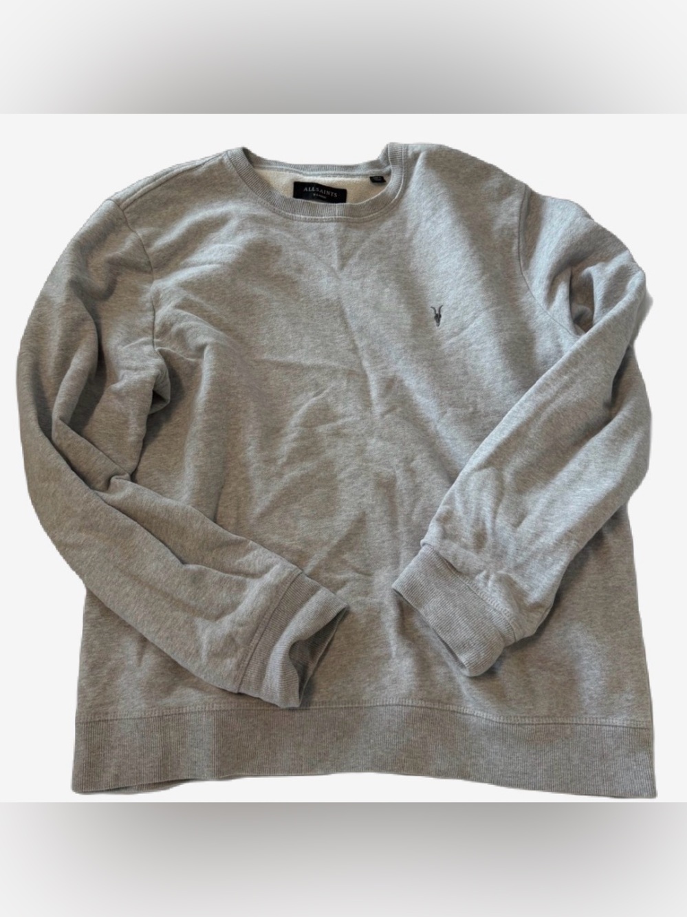 ALLSAINTS Light Gray Crewneck with Embroidered Logo